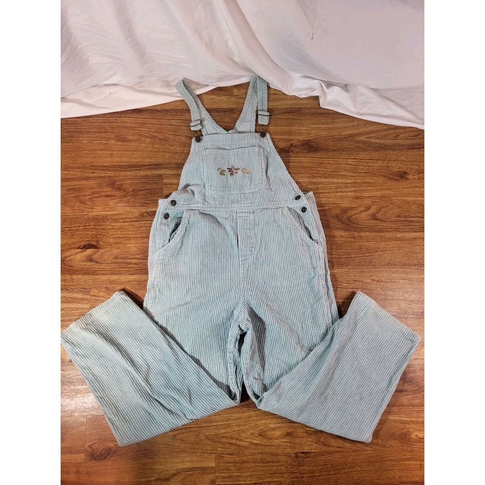 Hartstrings Light Blue Youth Size 16‎ Corduroy Overalls Embroidered